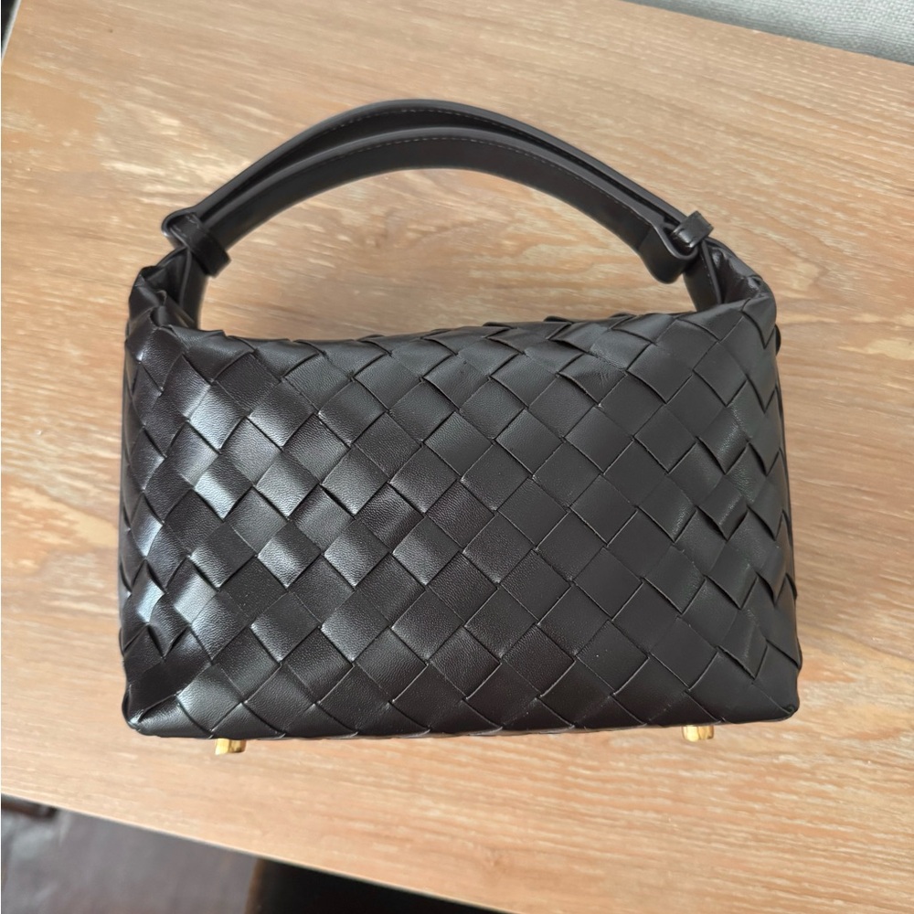 Chocolate Brown Woven Leather Bag